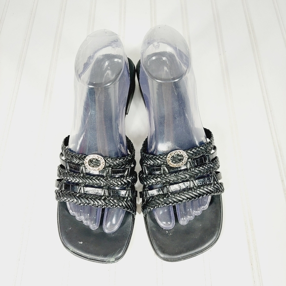 Brighton Black Leather Woven Rita Sandals E522 - Picture 1 of 14